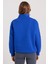 Kadın Relax Fit Rahat Kesim Pamuklu Içi Polarlı Yarım Fermuarlı Sax Mavi Dik Yaka Sweatshirt 7