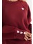 Kadın Regular Fit Klasik Kesim %100 Pamuk Baskılı Bisiklet Yaka Bordo Sweatshirt 3