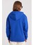 Kadın Relax Fit Rahat Kesim Pamuklu Içi Polarlı Çift Cepli Fermuarlı Sax Mavi Kapüşonlu Sweatshirt 7