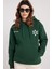 Kadın Oversize Geniş Kesim Pamuklu Yumuşak Dokulu Içi Polarlı Baskılı Yeşil Kapüşonlu Sweatshirt 5
