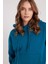 Kadın Oversize Geniş Kesim Pamuklu Yumuşak Dokulu Içi Polarlı Basic Petrol Kapüşonlu Sweatshirt 2