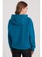 Kadın Oversize Geniş Kesim Pamuklu Yumuşak Dokulu Içi Polarlı Basic Petrol Kapüşonlu Sweatshirt 7