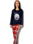 Kadın Ekose Desenli Uyku Bantlı Pijama Takımı (Lacivert-Kırmızı) 1