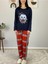 Kadın Ekose Desenli Uyku Bantlı Pijama Takımı (Lacivert-Kırmızı) 2