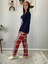 Kadın Ekose Desenli Uyku Bantlı Pijama Takımı (Lacivert-Kırmızı) 4
