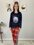Kadın Ekose Desenli Uyku Bantlı Pijama Takımı (Lacivert-Kırmızı) 5