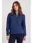 Kadın Relax Fit Rahat Kesim Pamuklu Içi Polarlı Yarım Fermuarlı Lacivert Dik Yaka Sweatshirt 1
