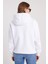 Kadın Oversize Geniş Kesim Pamuklu Yumuşak Dokulu Içi Polarlı Baskılı Beyaz Kapüşonlu Sweatshirt 7