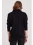 Kadın Relax Fit Rahat Kesim Pamuklu Içi Polarlı Yarım Fermuarlı Siyah Dik Yaka Sweatshirt 7