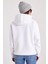 Kadın Oversize Geniş Kesim Pamuklu Yumuşak Dokulu Içi Polarlı Baskılı Beyaz Kapüşonlu Sweatshirt 7