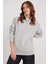Kadın Relax Fit Rahat Kesim Pamuklu Içi Polarlı Yarım Fermuarlı Taş Renk Dik Yaka Sweatshirt 5