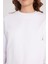 Kadın Oversize Geniş Kesim %100 Pamuk Basic Beyaz Bisiklet Yaka Sweatshirt 3
