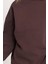 Kadın Oversize Geniş Kesim Pamuklu 3 Iplik Bisiklet Yaka kahverengi Sweatshirt 3