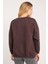 Kadın Oversize Geniş Kesim Pamuklu 3 Iplik Bisiklet Yaka kahverengi Sweatshirt 6
