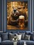 Bira Içen Su Samuru Dekoratif Kanvas - Mdf Ahşap Tablo 3
