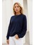 Kadın Lacivert Pamuklu Interlock Oversize Sweatshirt 1