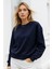 Kadın Lacivert Pamuklu Interlock Oversize Sweatshirt 2