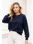 Kadın Lacivert Pamuklu Interlock Oversize Sweatshirt 3