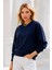 Kadın Lacivert Pamuklu Interlock Oversize Sweatshirt 5