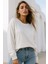 Kadın Ekru Pamuklu Interlock Oversize Sweatshirt 1