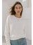 Kadın Ekru Pamuklu Interlock Oversize Sweatshirt 3