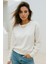 Kadın Ekru Pamuklu Interlock Oversize Sweatshirt 6