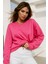 Kadın Pembe Pamuklu Interlock Oversize Sweatshirt 1