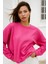 Kadın Pembe Pamuklu Interlock Oversize Sweatshirt 2