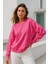 Kadın Pembe Pamuklu Interlock Oversize Sweatshirt 6