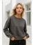 Kadın Füme Pamuklu Interlock Oversize Sweatshirt 2
