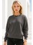 Kadın Füme Pamuklu Interlock Oversize Sweatshirt 3