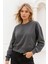 Kadın Füme Pamuklu Interlock Oversize Sweatshirt 4