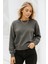 Kadın Füme Pamuklu Interlock Oversize Sweatshirt 5