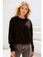 Kadın Siyah Pamuklu Interlock Oversize Sweatshirt 3