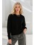 Kadın Siyah Pamuklu Interlock Oversize Sweatshirt 6