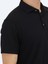 Siyah Düz Polo Yaka Pamuk Karışımlı T-Shirt 3