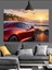 Kırmızı Spor Araba Gün Batımı Dekoratif Kanvas - Mdf Ahşap Tablo 1