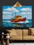Eski Balıkçı Teknesi Denizde Dekoratif Kanvas - Mdf Ahşap Tablo 1