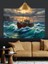 Balıkçı Gemisi Dalgalar Içinde Dekoratif Kanvas - Mdf Ahşap Tablo 2