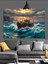 Balıkçı Gemisi Dalgalar Içinde Dekoratif Kanvas - Mdf Ahşap Tablo 3