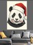 Noel Şapkalı Sevimli Panda Dekoratif Kanvas - Mdf Ahşap Tablo 1