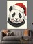 Noel Şapkalı Sevimli Panda Dekoratif Kanvas - Mdf Ahşap Tablo 2