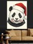 Noel Şapkalı Sevimli Panda Dekoratif Kanvas - Mdf Ahşap Tablo 4