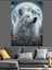 Ay Işığında Beyaz Kurt Dekoratif Kanvas - Mdf Ahşap Tablo 5