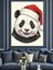 Noel Şapkalı Sevimli Panda Dekoratif Kanvas - Mdf Ahşap Tablo 5