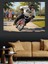 Parkta Bisiklet Süren Maymun Dekoratif Kanvas - Mdf Ahşap Tablo 1