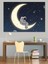 Hilal Ayda Oturan Astronot Görseli Dekoratif Kanvas - Mdf Ahşap Tablo 1