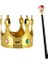 Çocuk Boy Altın Renk Kral Tacı ve Kırmızı Topuzlu Kral Asası 1