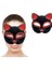 Siyah Kırmızı Simli Süet Kedi Maskesi 4