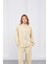 Sarı Kadın Pike Dokulu Bel Ayarlanabilir Oversize Ceket Pantolon Takım 2
